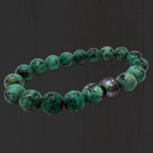 Bracelet homme perle de Tahiti et turquoise africaine