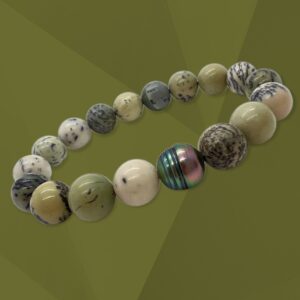 Bracelet pour homme jaspe dendritique et perle de Tahiti - JDL Paris