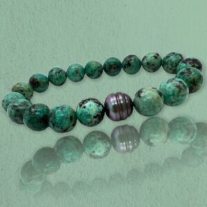 Bracelet pour homme perle de Tahiti et turquoise africaine