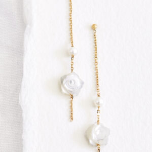 MINERALOVE Boucles d'oreilles or, perles et fleurs de nacre